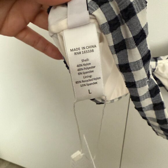 NWT SZ L Bikini Top - Andie The Amor -  Gingham - Twilight - Picture 7 of 8